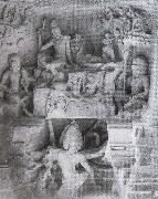 unknow artist Shiva and Parvati on Kailasa Kailasa-whine-peel on Ellora oil painting on canvas